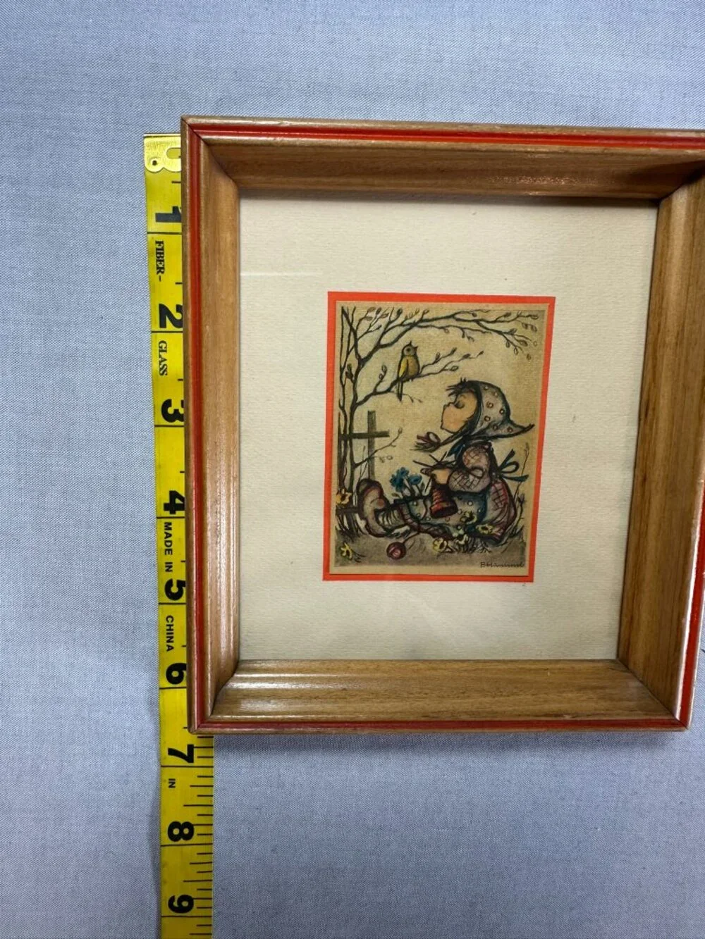 Vintage Hummel, Print, Goebel Art, German Collectible, Wood Framed Art, Hummel P